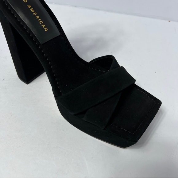 Good American Womens Black Suede Square Toe Block Heel Platform Shoe Size 9.5 - Picture 4 of 13